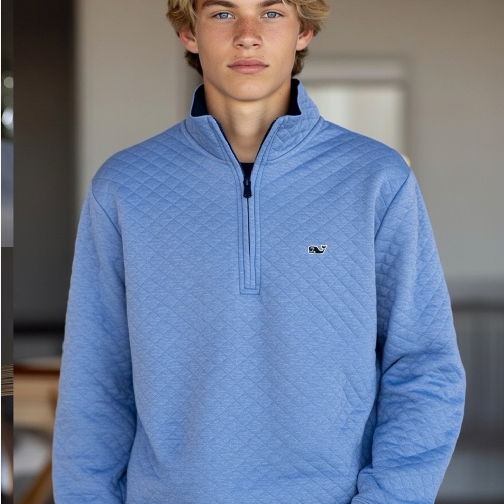 Vineyard Vines Light Blue Quilted Half-Zip